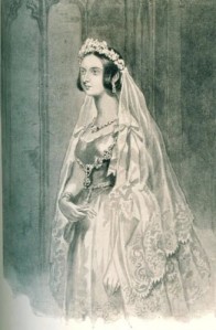 Queen Victoria in her ground-breaking white wedding dress adorned with beautiful handmade lace.